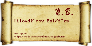 Milovánov Balázs névjegykártya